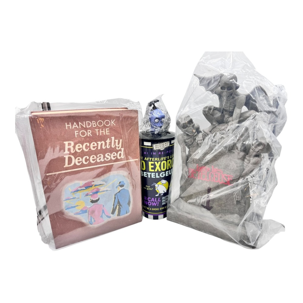 Beetlejuice Tombstone Bucket, Deceased Handbook Tin & Cup w/ Topper - Regal